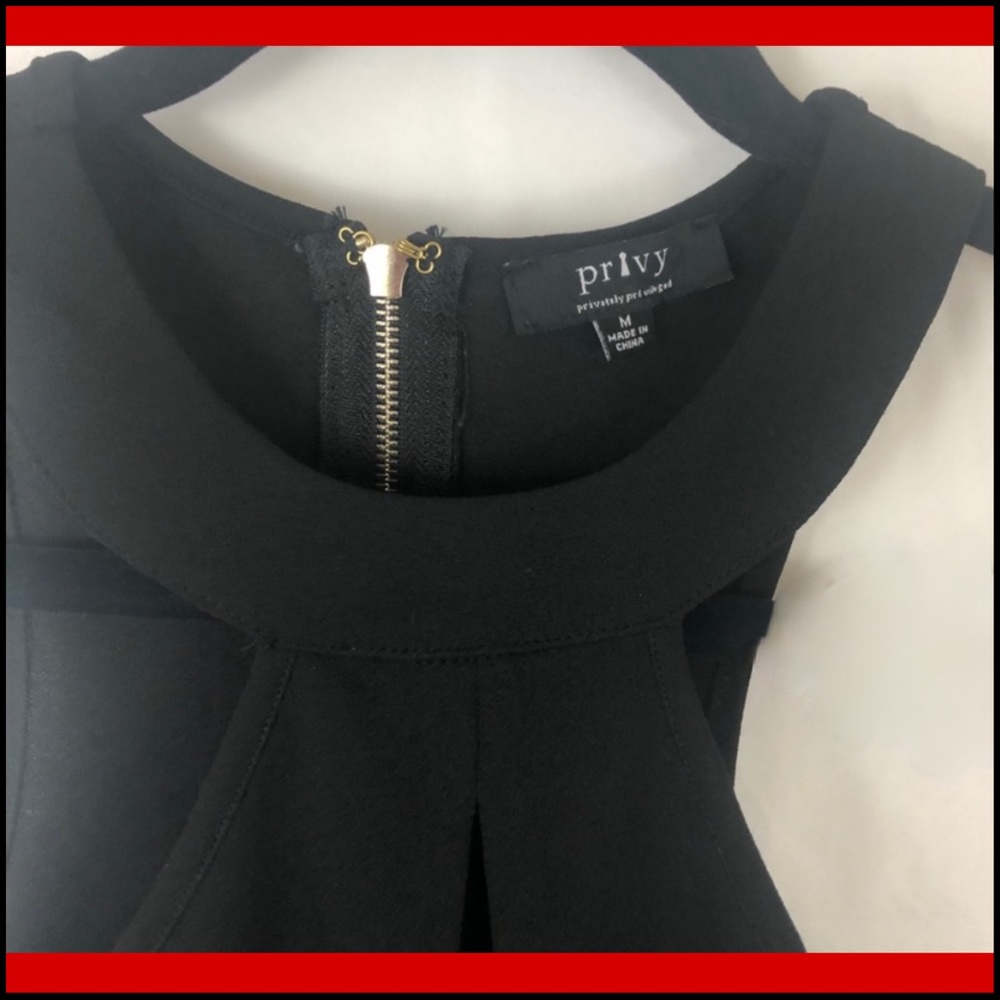 PRIVY BLACK SHORT ROMPER w/ GOLD ZIPPER BACK M - Picture 2 of 8